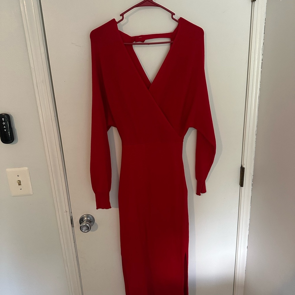 Elegant Red Wrap Dress